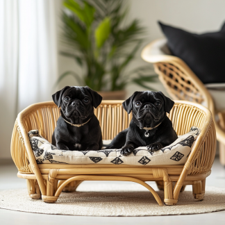 Pet bed, wicker dog bed, cat bed, American-style retro solid wood animal house furniture, Teddy Bichon Frise dog mattress