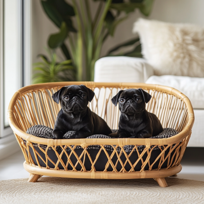Pet bed, wicker dog bed, cat bed, American-style retro solid wood animal house furniture, Teddy Bichon Frise dog mattress - Image 6