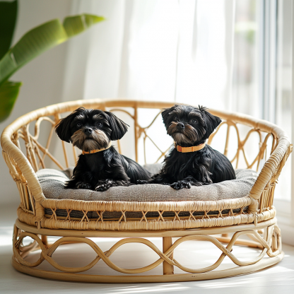 Pet bed, wicker dog bed, cat bed, American-style retro solid wood animal house furniture, Teddy Bichon Frise dog mattress - Image 2