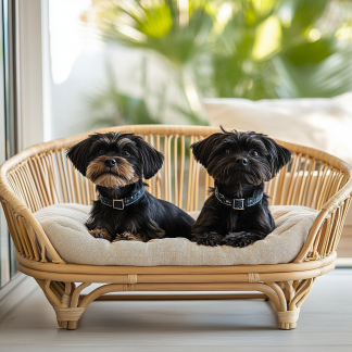 Pet bed, wicker dog bed, cat bed, American-style retro solid wood animal house furniture, Teddy Bichon Frise dog mattress