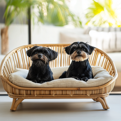Pet bed, wicker dog bed, cat bed, American-style retro solid wood animal house furniture, Teddy Bichon Frise dog mattress - Image 5