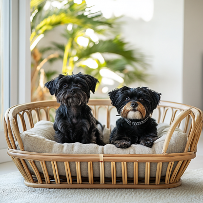 Pet bed, wicker dog bed, cat bed, American-style retro solid wood animal house furniture, Teddy Bichon Frise dog mattress - Image 4