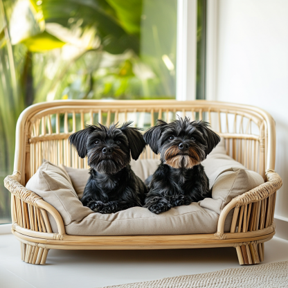 Pet bed, wicker dog bed, cat bed, American-style retro solid wood animal house furniture, Teddy Bichon Frise dog mattress - Image 3
