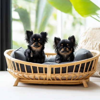 Pet bed, wicker dog bed, cat bed, American-style retro solid wood animal house furniture, Teddy Bichon Frise dog mattress - Image 8