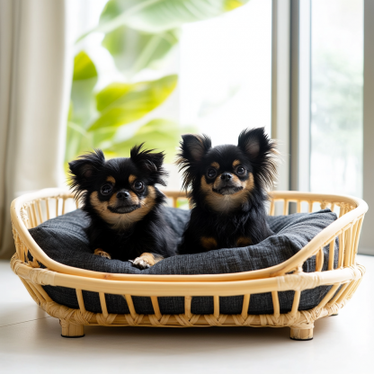 Pet bed, wicker dog bed, cat bed, American-style retro solid wood animal house furniture, Teddy Bichon Frise dog mattress - Image 7