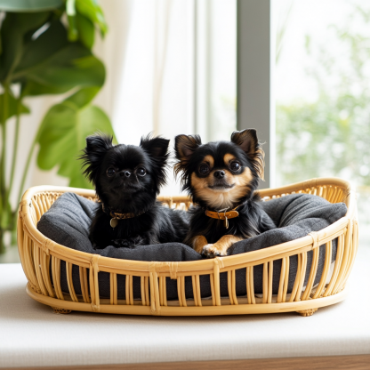 Pet bed, wicker dog bed, cat bed, American-style retro solid wood animal house furniture, Teddy Bichon Frise dog mattress - Image 9