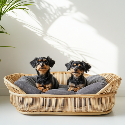 Pet bed, wicker dog bed, cat bed, American-style retro solid wood animal house furniture, Teddy Bichon Frise dog mattress - Image 6