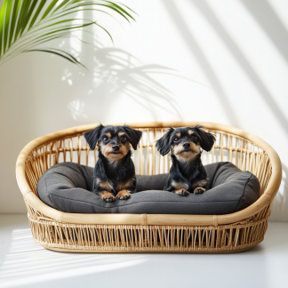 Pet bed, wicker dog bed, cat bed, American-style retro solid wood animal house furniture, Teddy Bichon Frise dog mattress
