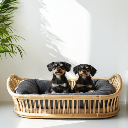 Pet bed, wicker dog bed, cat bed, American-style retro solid wood animal house furniture, Teddy Bichon Frise dog mattress - Image 7