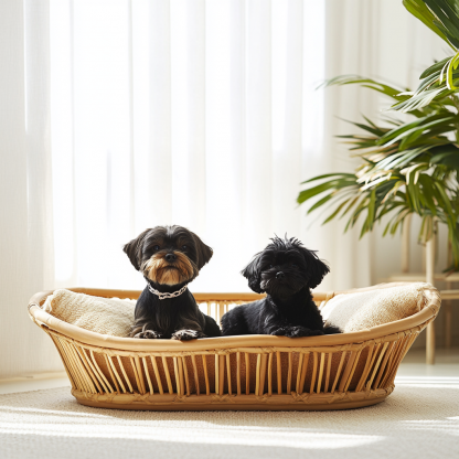 Pet bed, wicker dog bed, cat bed, American-style retro solid wood animal house furniture, Teddy Bichon Frise dog mattress - Image 3