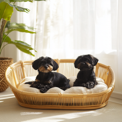 Pet bed, wicker dog bed, cat bed, American-style retro solid wood animal house furniture, Teddy Bichon Frise dog mattress - Image 2