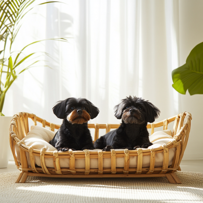 Pet bed, wicker dog bed, cat bed, American-style retro solid wood animal house furniture, Teddy Bichon Frise dog mattress - Image 3