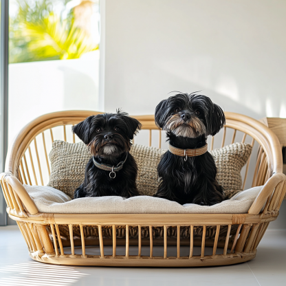 Pet bed, wicker dog bed, cat bed, American-style retro solid wood animal house furniture, Teddy Bichon Frise dog mattress - Image 5