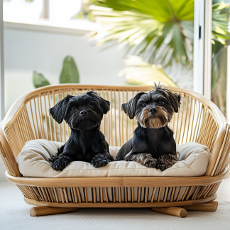 Pet bed, wicker dog bed, cat bed, American-style retro solid wood animal house furniture, Teddy Bichon Frise dog mattress