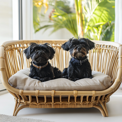 Pet bed, wicker dog bed, cat bed, American-style retro solid wood animal house furniture, Teddy Bichon Frise dog mattress - Image 3
