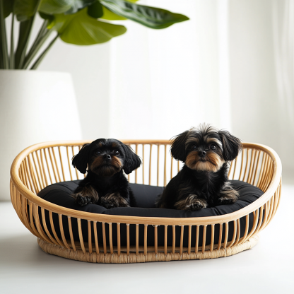 Pet bed, wicker dog bed, cat bed, American-style retro solid wood animal house furniture, Teddy Bichon Frise dog mattress - Image 5