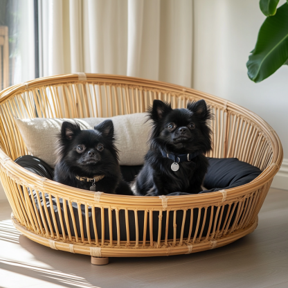 Pet bed, wicker dog bed, cat bed, American-style retro solid wood animal house furniture, Teddy Bichon Frise dog mattress - Image 4