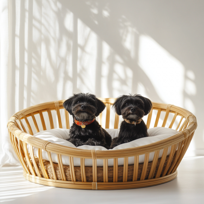 Pet bed, wicker dog bed, cat bed, American-style retro solid wood animal house furniture, Teddy Bichon Frise dog mattress - Image 3