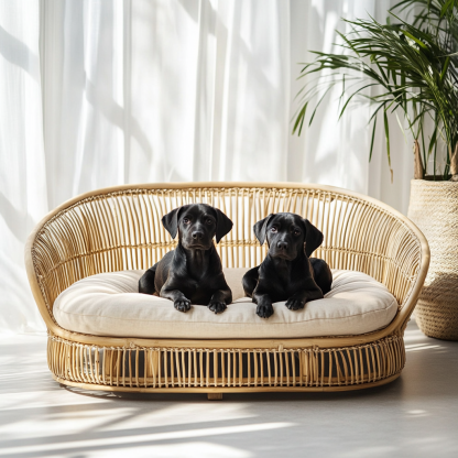 Pet bed, wicker dog bed, cat bed, American-style retro solid wood animal house furniture, Teddy Bichon Frise dog mattress - Image 7