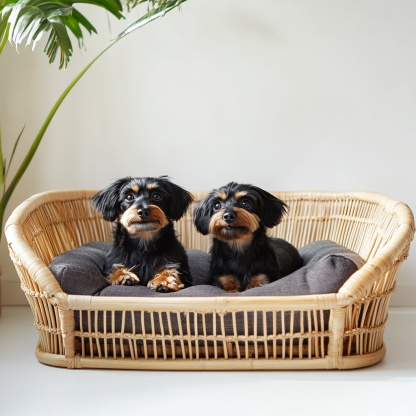 Pet bed, wicker dog bed, cat bed, American-style retro solid wood animal house furniture, Teddy Bichon Frise dog mattress - Image 9