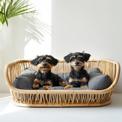 Pet bed, wicker dog bed, cat bed, American-style retro solid wood animal house furniture, Teddy Bichon Frise dog mattress - Image 8