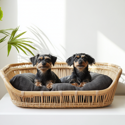 Pet bed, wicker dog bed, cat bed, American-style retro solid wood animal house furniture, Teddy Bichon Frise dog mattress - Image 7