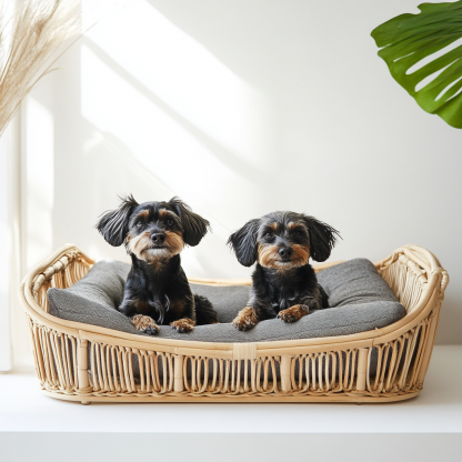 Pet bed, wicker dog bed, cat bed, American-style retro solid wood animal house furniture, Teddy Bichon Frise dog mattress - Image 6