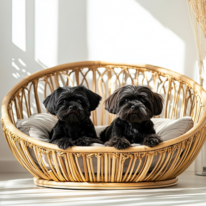 Pet bed, wicker dog bed, cat bed, American-style retro solid wood animal house furniture, Teddy Bichon Frise dog mattress - Image 5