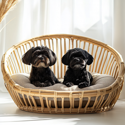 Pet bed, wicker dog bed, cat bed, American-style retro solid wood animal house furniture, Teddy Bichon Frise dog mattress - Image 4