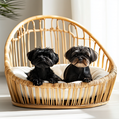 Pet bed, wicker dog bed, cat bed, American-style retro solid wood animal house furniture, Teddy Bichon Frise dog mattress - Image 3