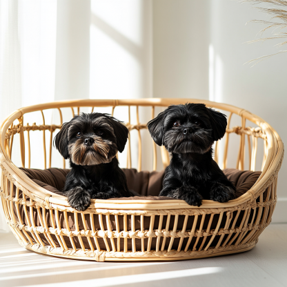 Pet bed, wicker dog bed, cat bed, American-style retro solid wood animal house furniture, Teddy Bichon Frise dog mattress - Image 2