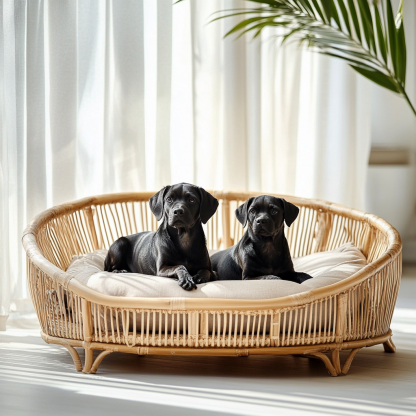 Pet bed, wicker dog bed, cat bed, American-style retro solid wood animal house furniture, Teddy Bichon Frise dog mattress - Image 9