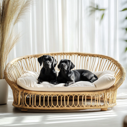 Pet bed, wicker dog bed, cat bed, American-style retro solid wood animal house furniture, Teddy Bichon Frise dog mattress - Image 8