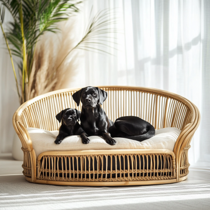 Pet bed, wicker dog bed, cat bed, American-style retro solid wood animal house furniture, Teddy Bichon Frise dog mattress - Image 7