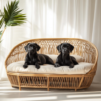 Pet bed, wicker dog bed, cat bed, American-style retro solid wood animal house furniture, Teddy Bichon Frise dog mattress