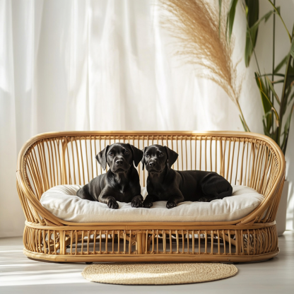 Pet bed, wicker dog bed, cat bed, American-style retro solid wood animal house furniture, Teddy Bichon Frise dog mattress - Image 8
