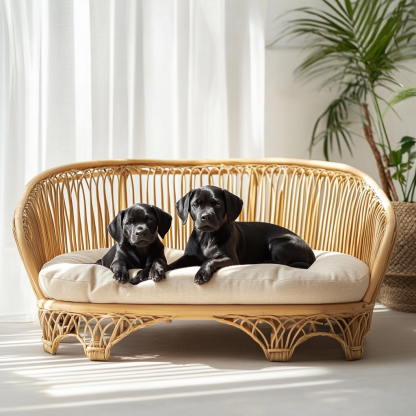 Pet bed, wicker dog bed, cat bed, American-style retro solid wood animal house furniture, Teddy Bichon Frise dog mattress - Image 9