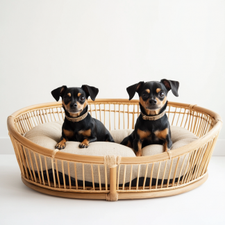 Pet bed, wicker dog bed, cat bed, American-style retro solid wood animal house furniture, Teddy Bichon Frise dog mattress