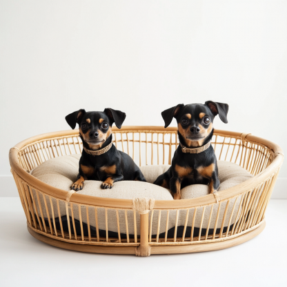 Pet bed, wicker dog bed, cat bed, American-style retro solid wood animal house furniture, Teddy Bichon Frise dog mattress