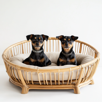 Pet bed, wicker dog bed, cat bed, American-style retro solid wood animal house furniture, Teddy Bichon Frise dog mattress - Image 6