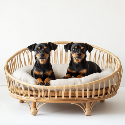 Pet bed, wicker dog bed, cat bed, American-style retro solid wood animal house furniture, Teddy Bichon Frise dog mattress - Image 5