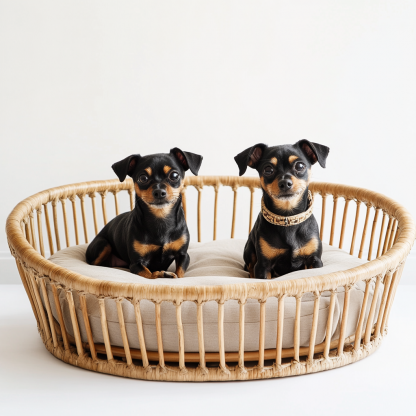 Pet bed, wicker dog bed, cat bed, American-style retro solid wood animal house furniture, Teddy Bichon Frise dog mattress - Image 4