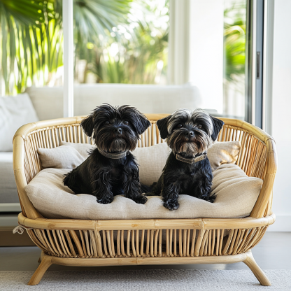 Pet bed, wicker dog bed, cat bed, American-style retro solid wood animal house furniture, Teddy Bichon Frise dog mattress - Image 9