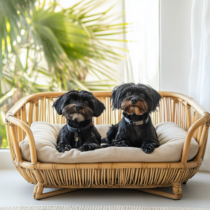 Pet bed, wicker dog bed, cat bed, American-style retro solid wood animal house furniture, Teddy Bichon Frise dog mattress - Image 8