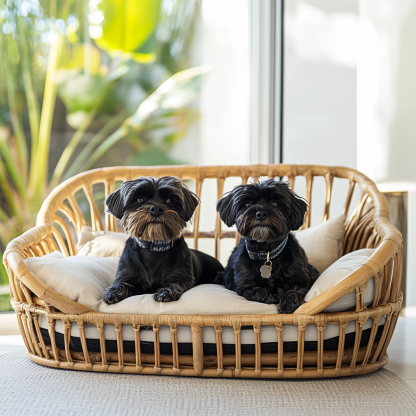 Pet bed, wicker dog bed, cat bed, American-style retro solid wood animal house furniture, Teddy Bichon Frise dog mattress - Image 7