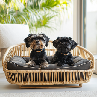 Pet bed, wicker dog bed, cat bed, American-style retro solid wood animal house furniture, Teddy Bichon Frise dog mattress
