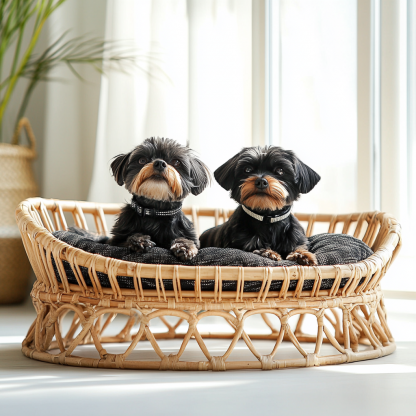 Pet bed, wicker dog bed, cat bed, American-style retro solid wood animal house furniture, Teddy Bichon Frise dog mattress - Image 9