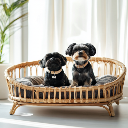 Pet bed, wicker dog bed, cat bed, American-style retro solid wood animal house furniture, Teddy Bichon Frise dog mattress - Image 8