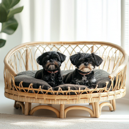 Pet bed, wicker dog bed, cat bed, American-style retro solid wood animal house furniture, Teddy Bichon Frise dog mattress - Image 7