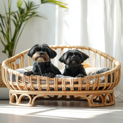 Pet bed, wicker dog bed, cat bed, American-style retro solid wood animal house furniture, Teddy Bichon Frise dog mattress - Image 6